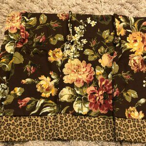 American Living Floral Print Curtain Valances W/Leopard Trim Set of 4
